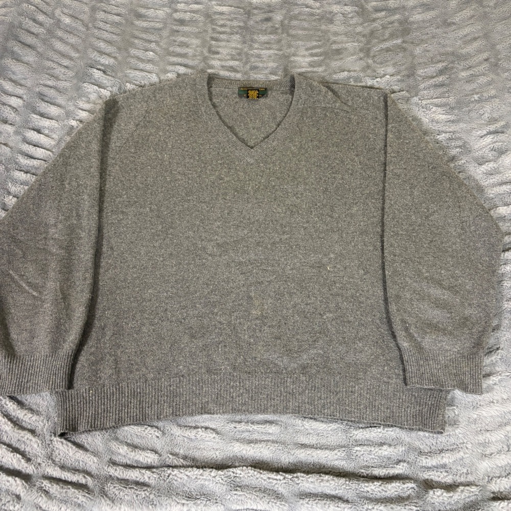 Alexander Julian Colours Gray 100% Cashmere V-Neck Sweater Mens XL AT504